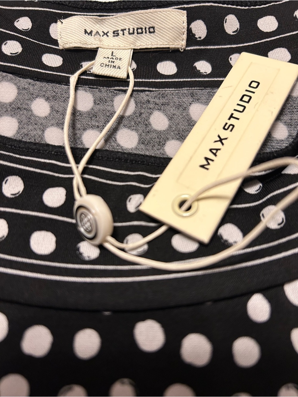 Max Studio Black and White Polka Dot Sleeveless A-Line Dress - Picture 4 of 7